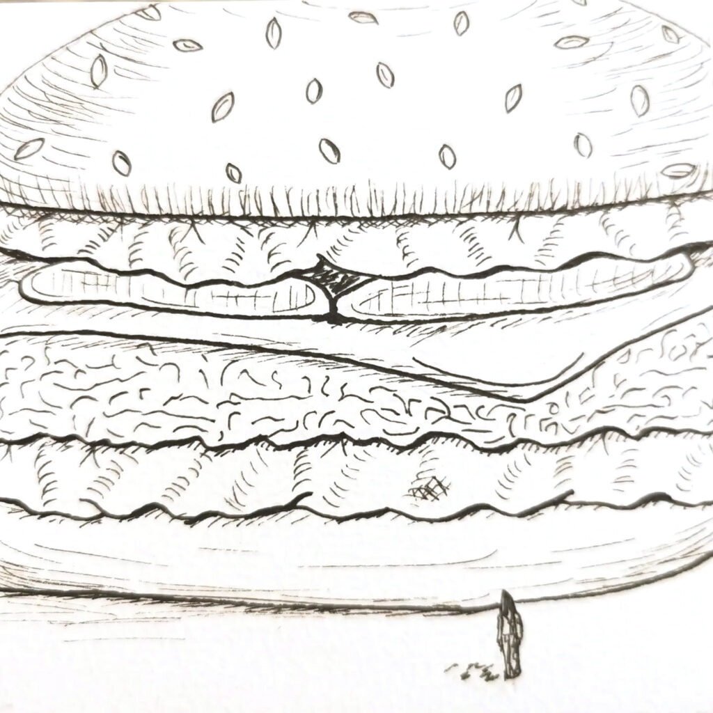 dessin encre de chine burger