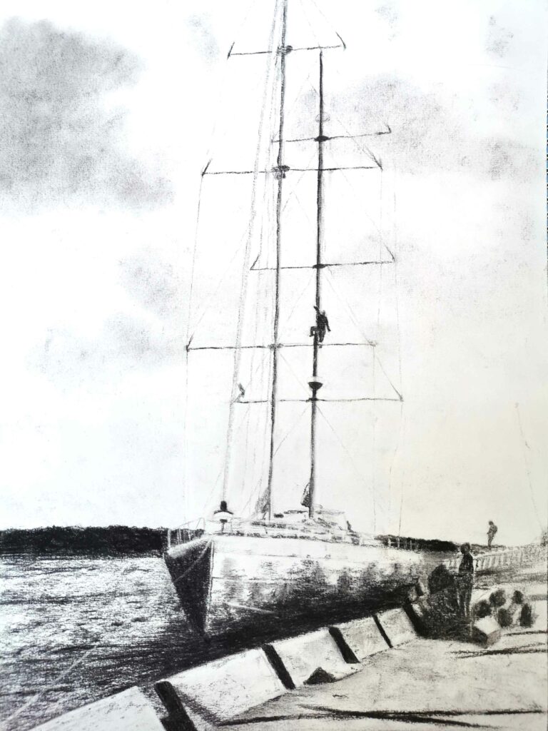 fusain bateau