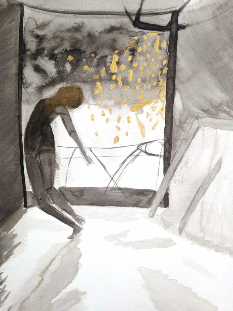 fenetre encre dorée