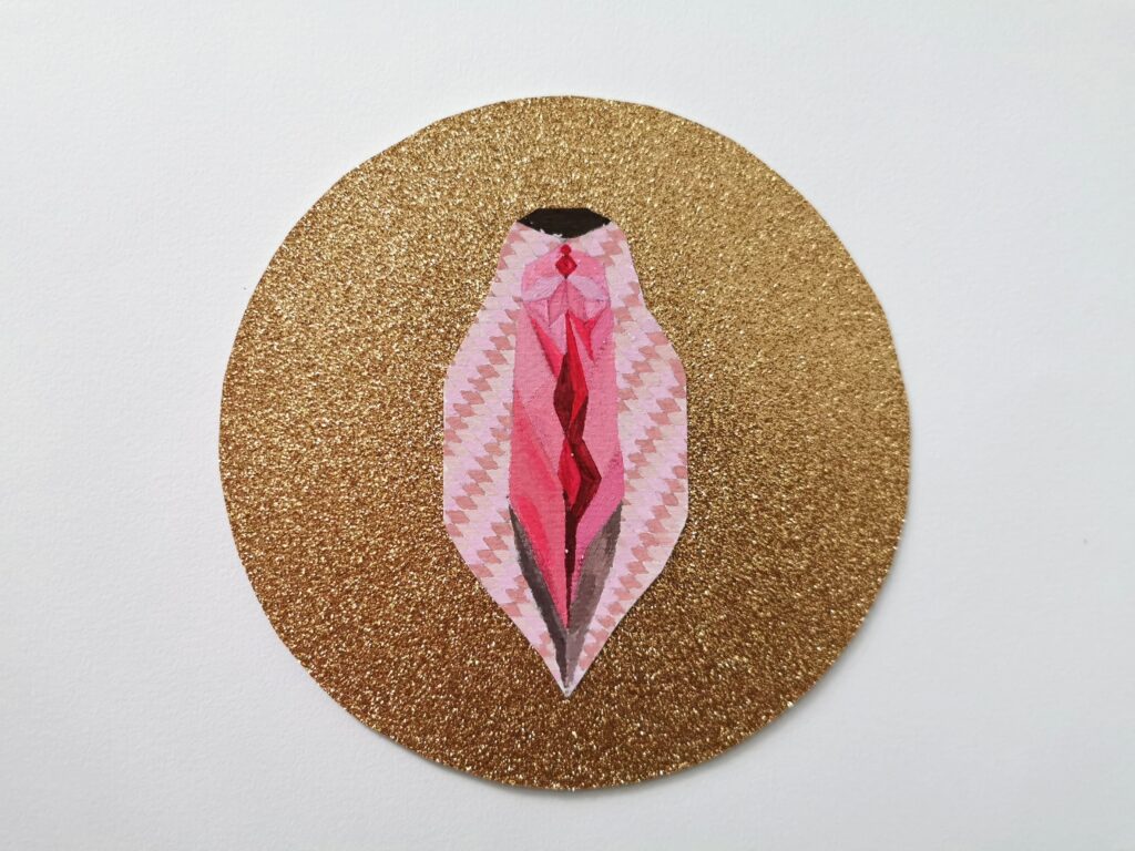 collage vulve paillette