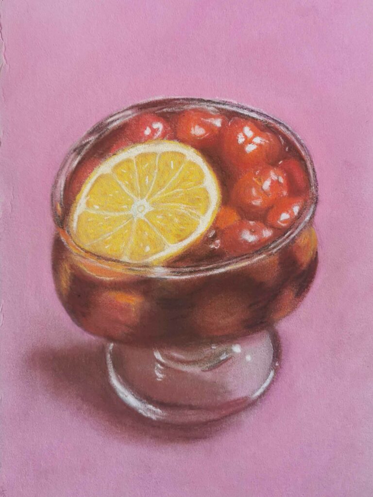pastel coupe fruits