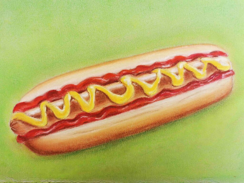 pastel hot dog