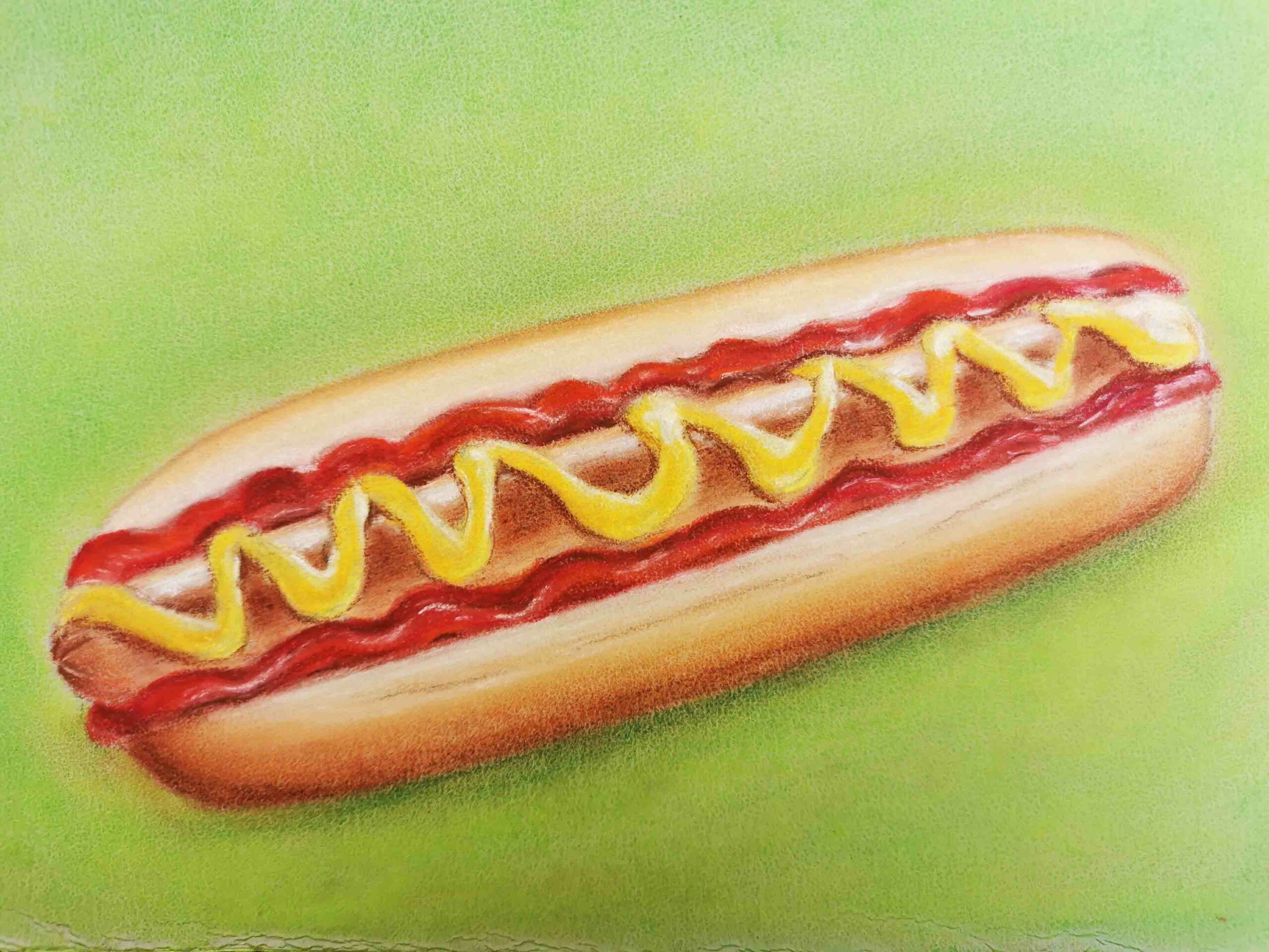 pastel hot dog