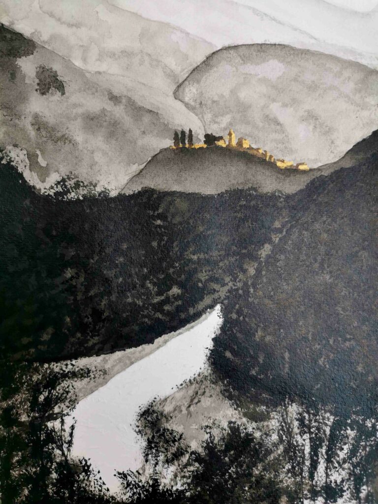 paysage encre de chine Lantosque vallée de vésubie