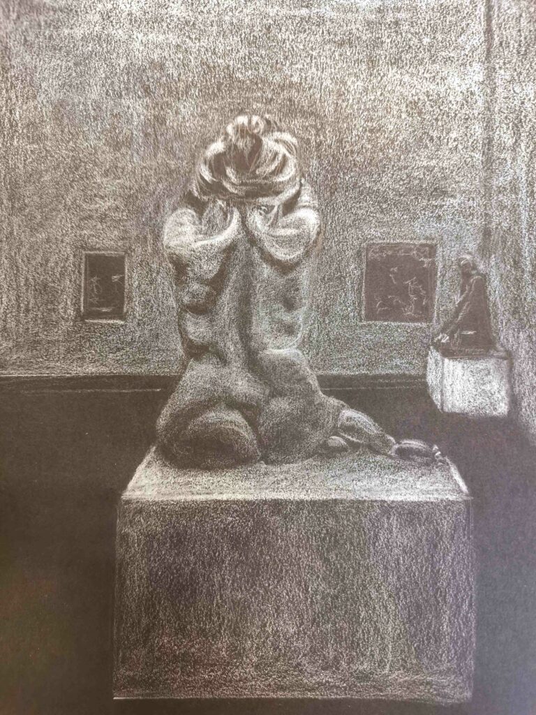 dessin crayon blanc statut